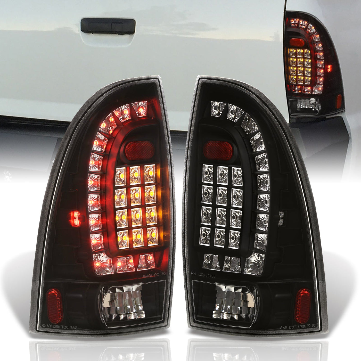 Toyota Tacoma 2005-2015 LED Tail Lights Black Housing Clear Len