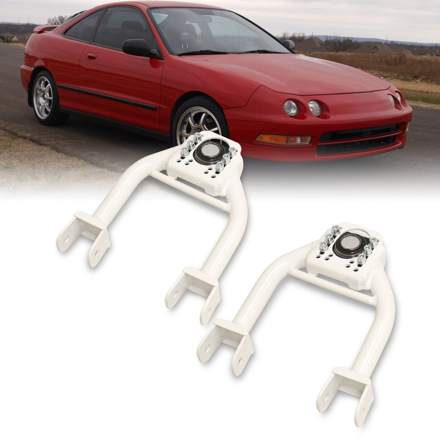 Acura Integra 1994-2001 / Honda Civic 1992-1995 / Del Sol 1993-1997 Front Upper Tubular Control Arms Camber Kit White