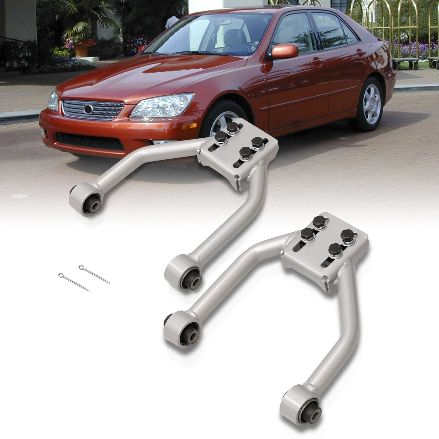 Lexus IS300 2001-2005 Front Upper Tubular Control Arms Camber Kit Silver