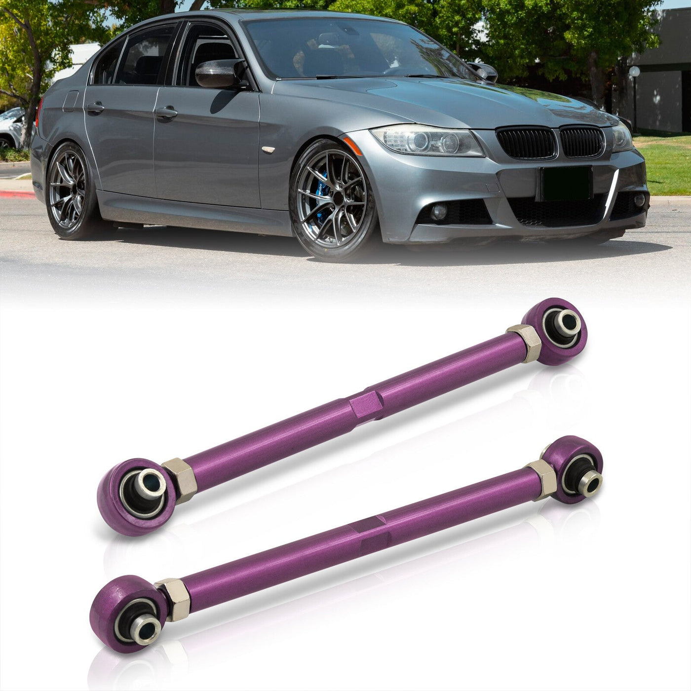 BMW 3 Series E90 E92 E93 RWD 2006-2011 / 1 Series E82 E88 RWD 2008-2013 Rear Control Toe Arms Kit Purple (Will Not Fit M3 & 1M Models)