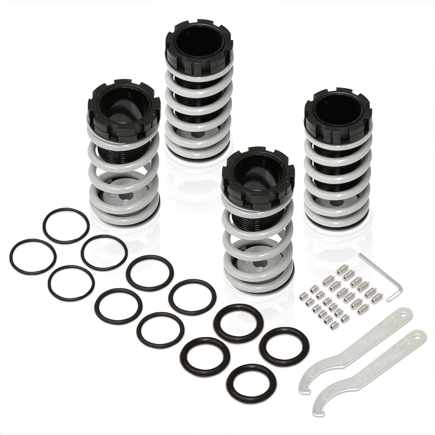 Mitsubishi Eclipse 1989-1999 / Nissan Sentra 1991-1999 / Toyota Corolla 1993-1997 Coilover Sleeves Kit Silver (Black Sleeves)