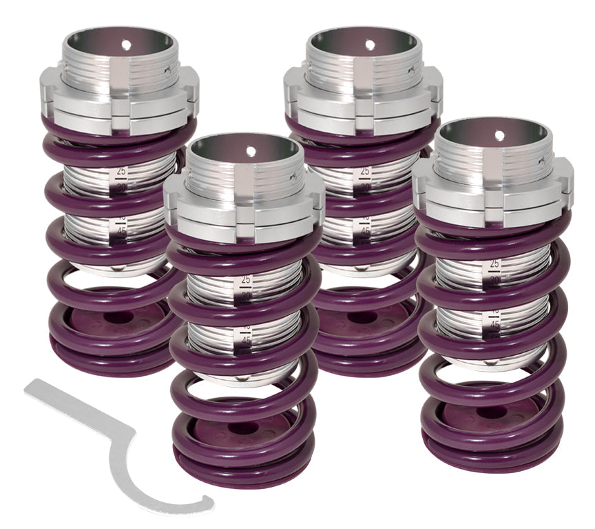 Mitsubishi Eclipse 1989-1999 / Nissan Sentra 1991-1999 / Toyota Corolla 1993-1997 Coilover Sleeves Kit Purple (Silver Sleeves)