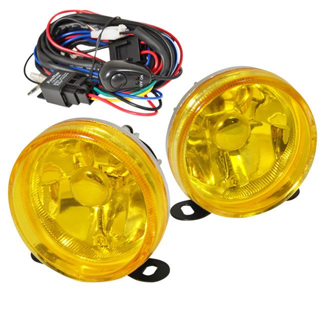 Universal 3.5" Round Fog Lights Yellow Len (Includes Switch & Wiring Harness)