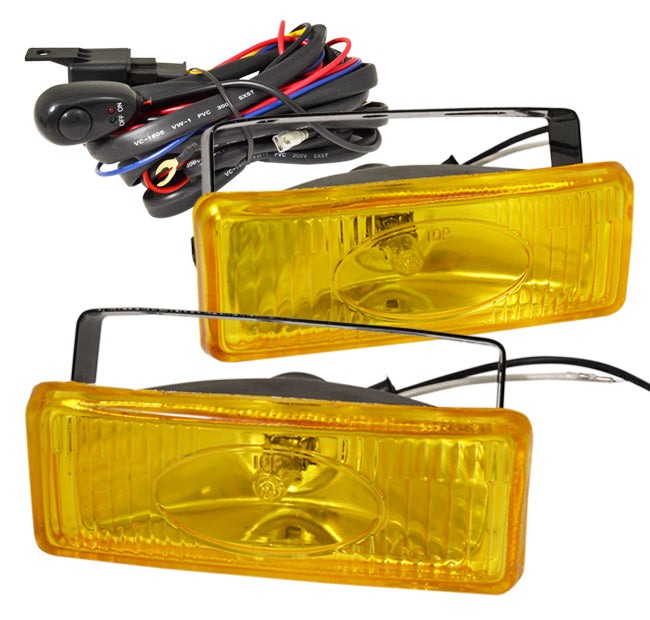 Universal 5"x2.5" Rectangular Fog Lights Yellow Len (Includes Switch & Wiring Harness)