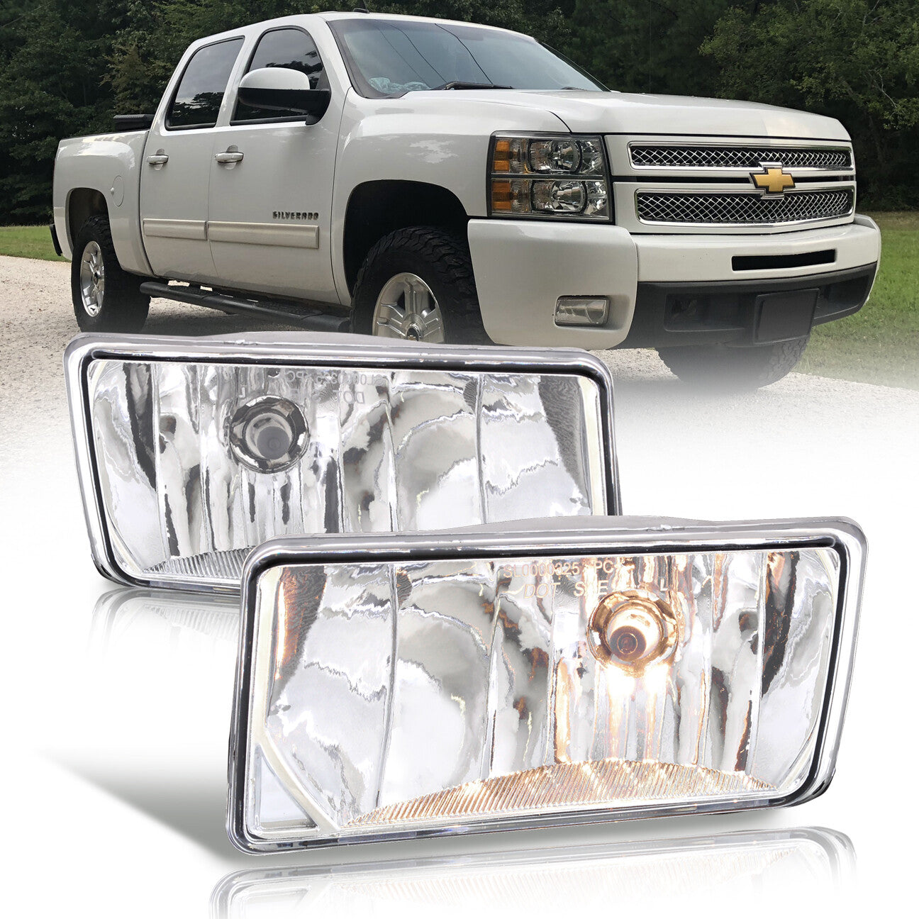 Chevrolet Avalanche Silverado Suburban Tahoe 2007-2013 Front Fog Lights Clear Len (No Switch & Wiring Harness)