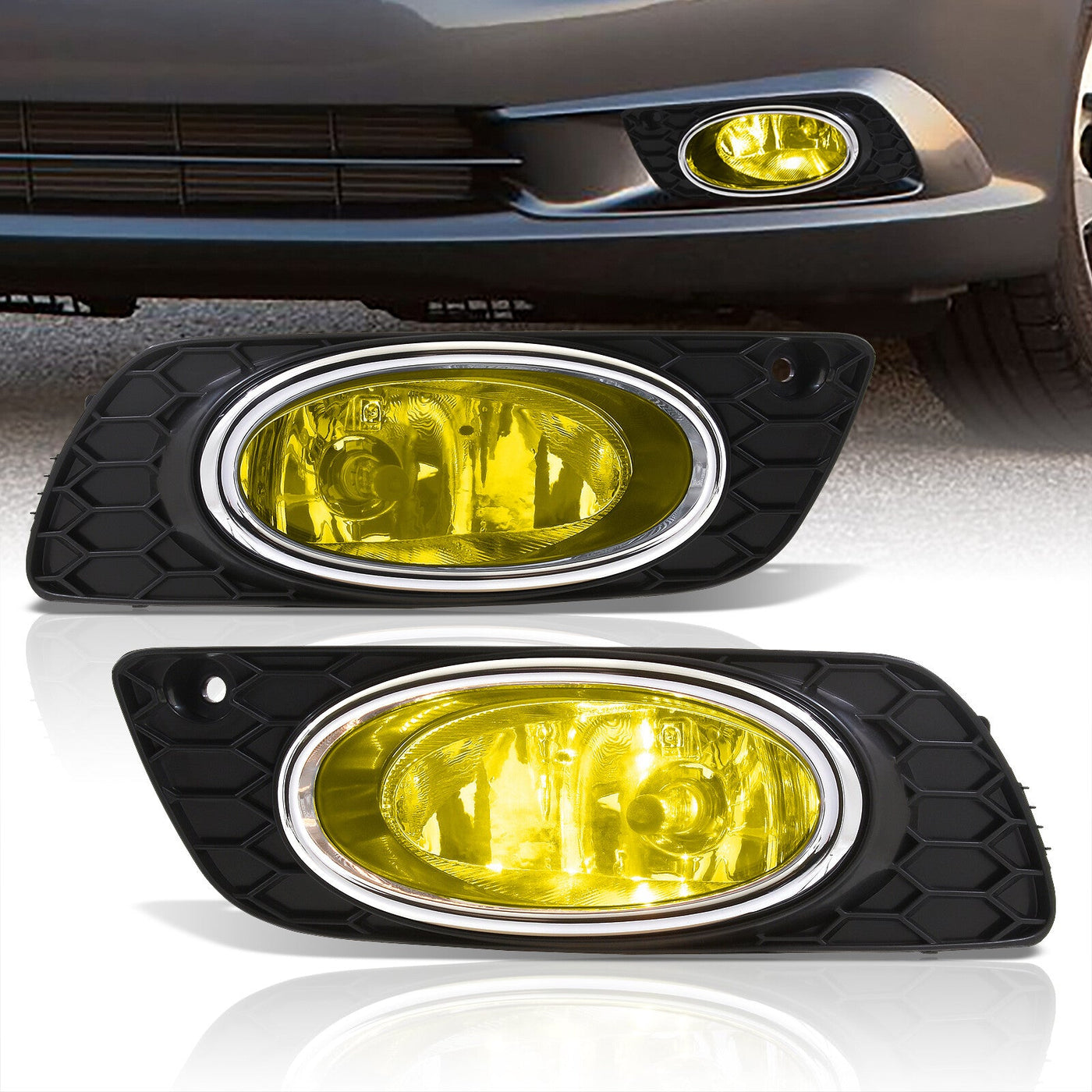 Honda Civic 4DR 2012 Front Fog Lights Yellow Len (Includes Switch & Wiring Harness)