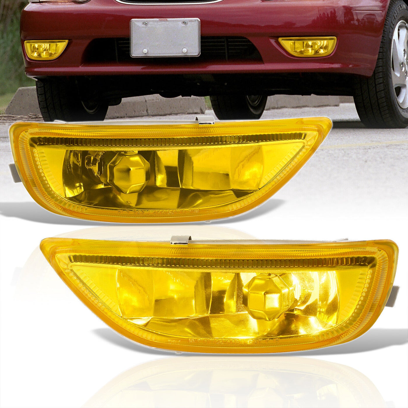 Toyota Corolla 2001-2002 Front Fog Lights Yellow Len (No Switch & Wiring Harness)