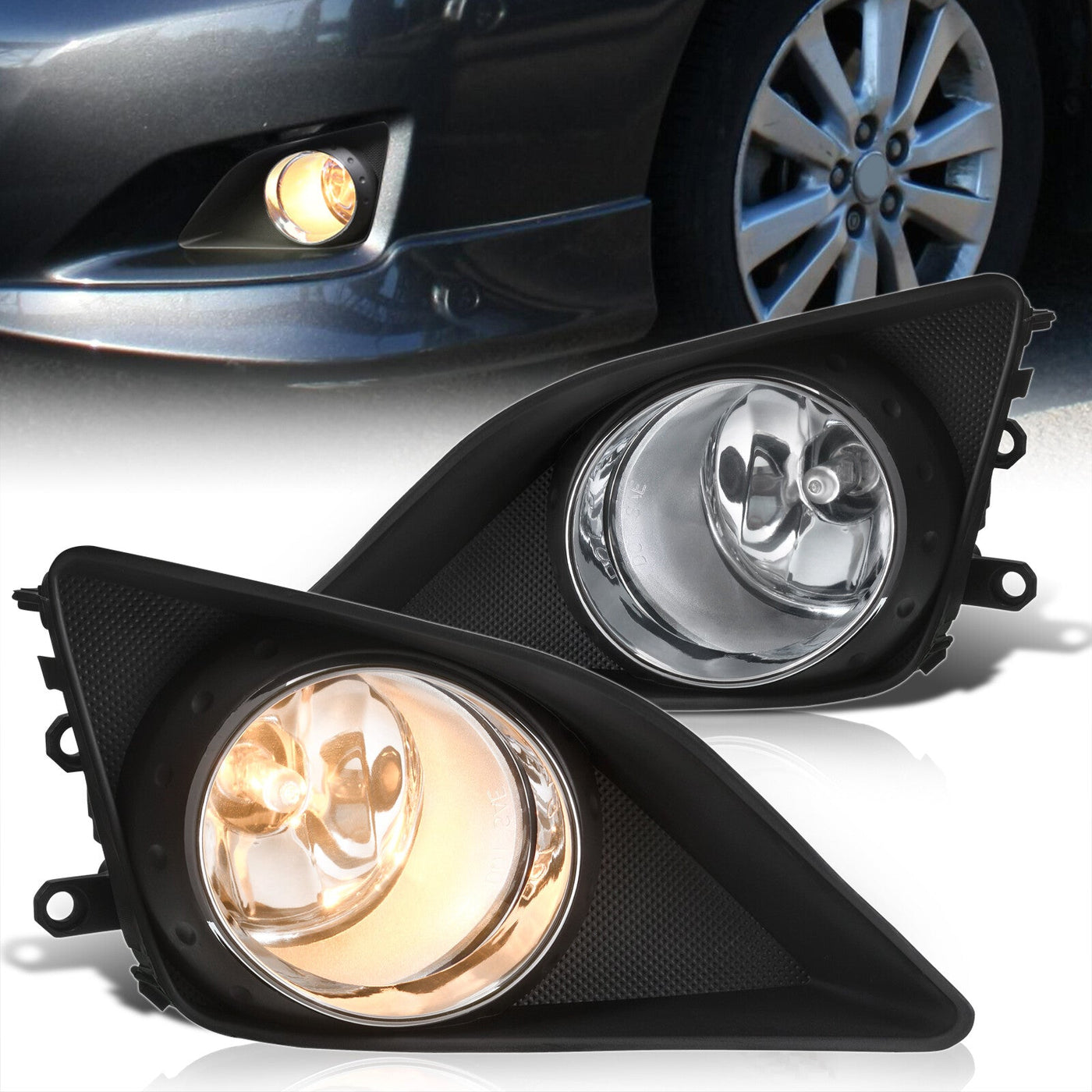 Toyota Corolla 2009-2010 Front Fog Lights Clear Len (Includes Switch & Wiring Harness)