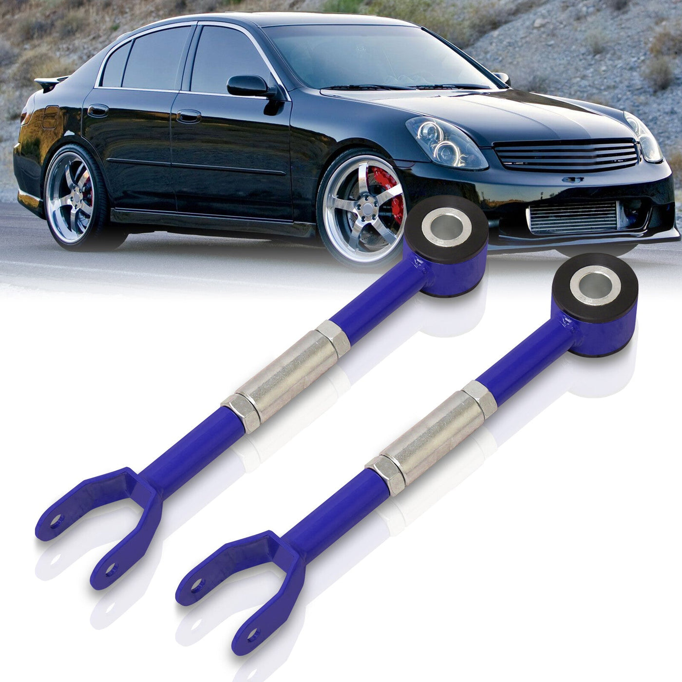 Infiniti G35 2003-2007 / Nissan 350Z 2003-2008 Rear Lower Adjustable Toe Traction Control Arms Blue