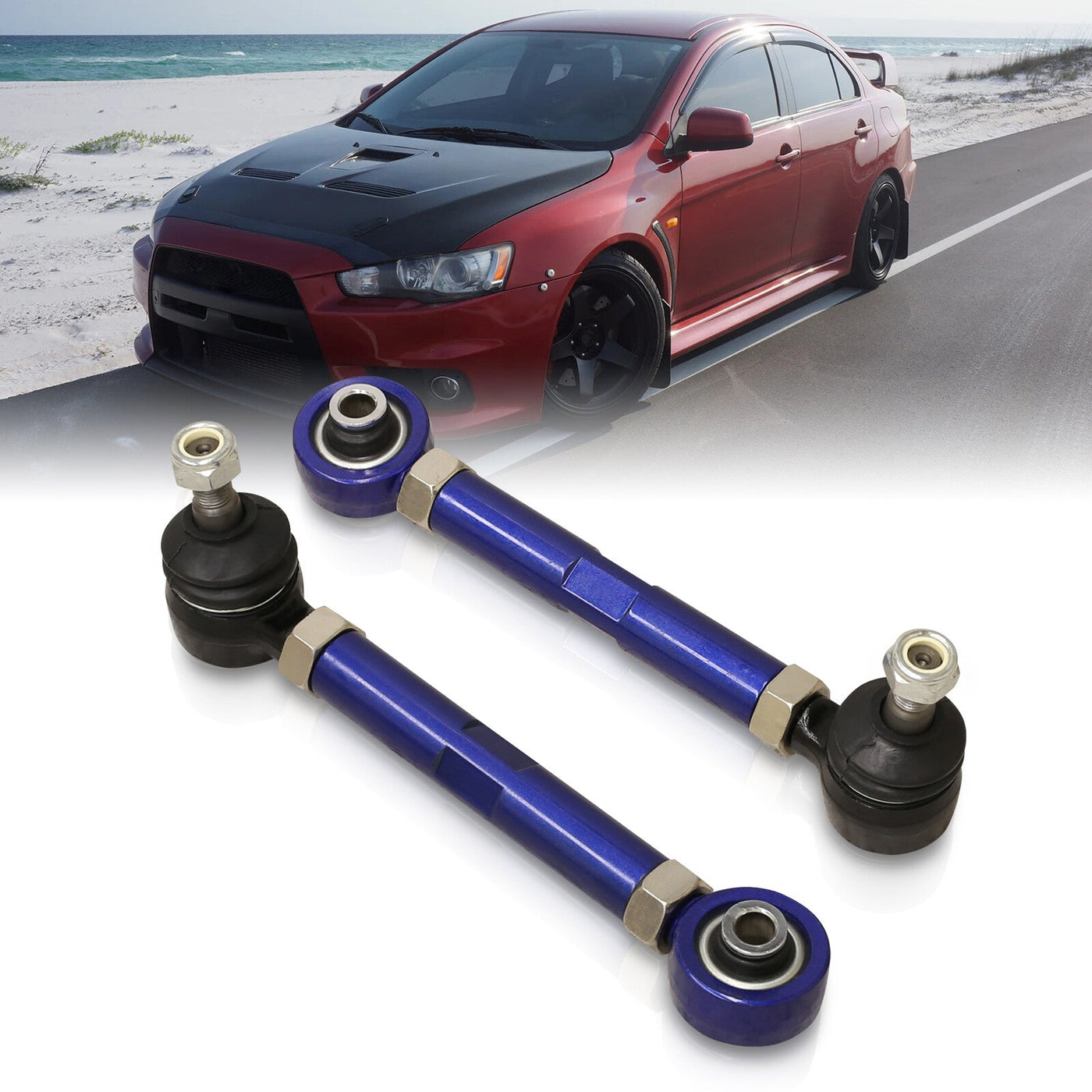 Mitsubishi Lancer EVO X 2008-2015 Rear Lower Adjustable Toe Control Arms Blue