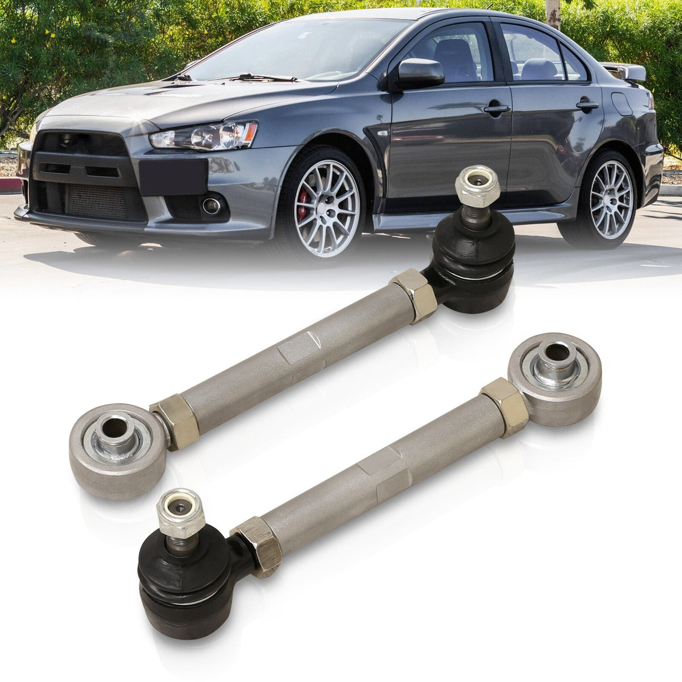 Mitsubishi Lancer EVO X 2008-2015 Rear Lower Adjustable Toe Control Arms Silver