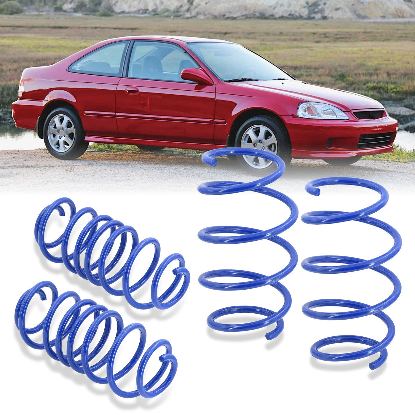 Acura Integra 1990-2001 / Honda Civic 1988-2000 / CRX 1988-1991 / Del Sol 1993-1997 Lowering Springs Blue (Front ~2.0" / Rear ~2.0")