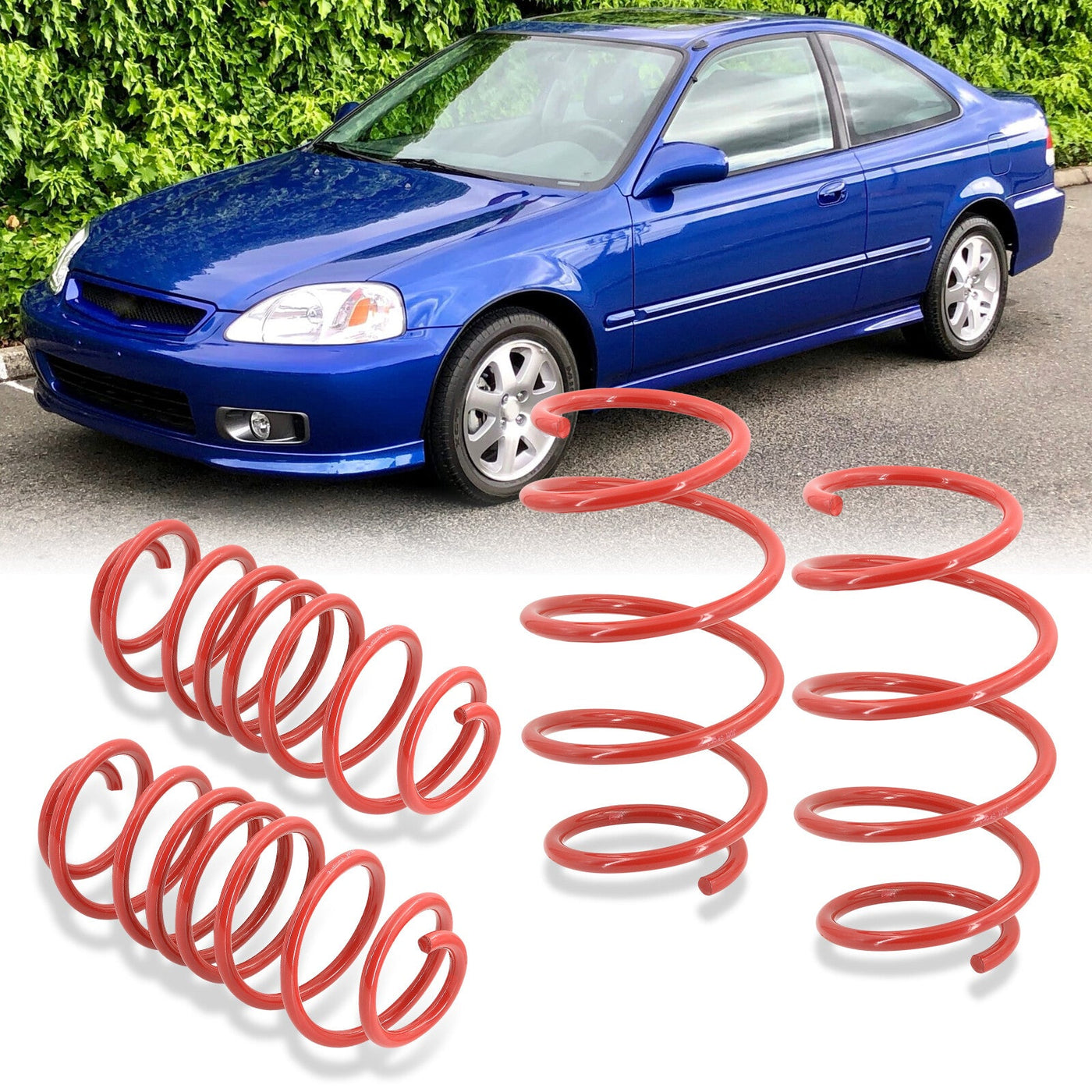 Acura Integra 1990-2001 / Honda Civic 1988-2000 / CRX 1988-1991 / Del Sol 1993-1997 Lowering Springs Red (Front ~2.0" / Rear ~2.0")