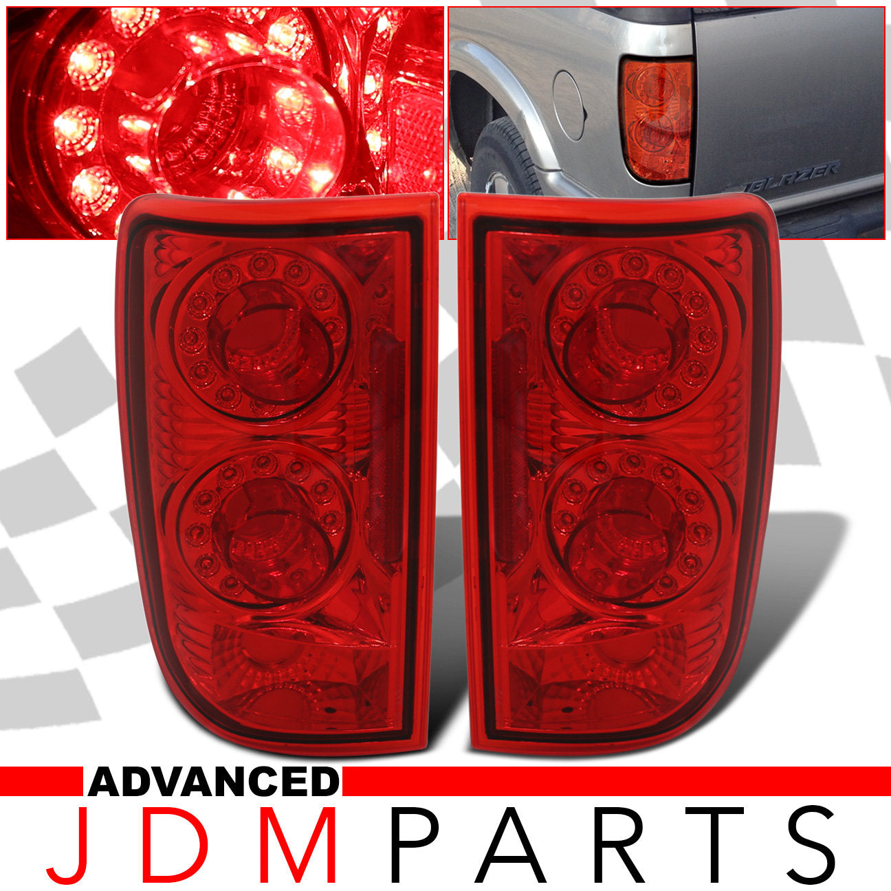 Chevrolet Blazer 1995-2004 / GMC Jimmy 1995-2004 / Oldsmobile Bravada 1996-2001 LED Altezza Style Tail Lights Chrome Housing Red Len