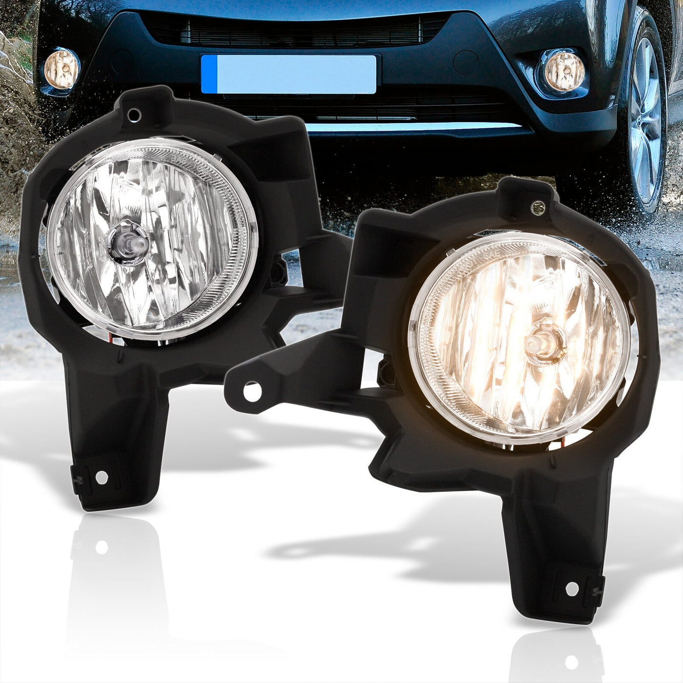 Toyota RAV4 2013-2015 Front Fog Lights Clear Len (Includes Switch & Wiring Harness)