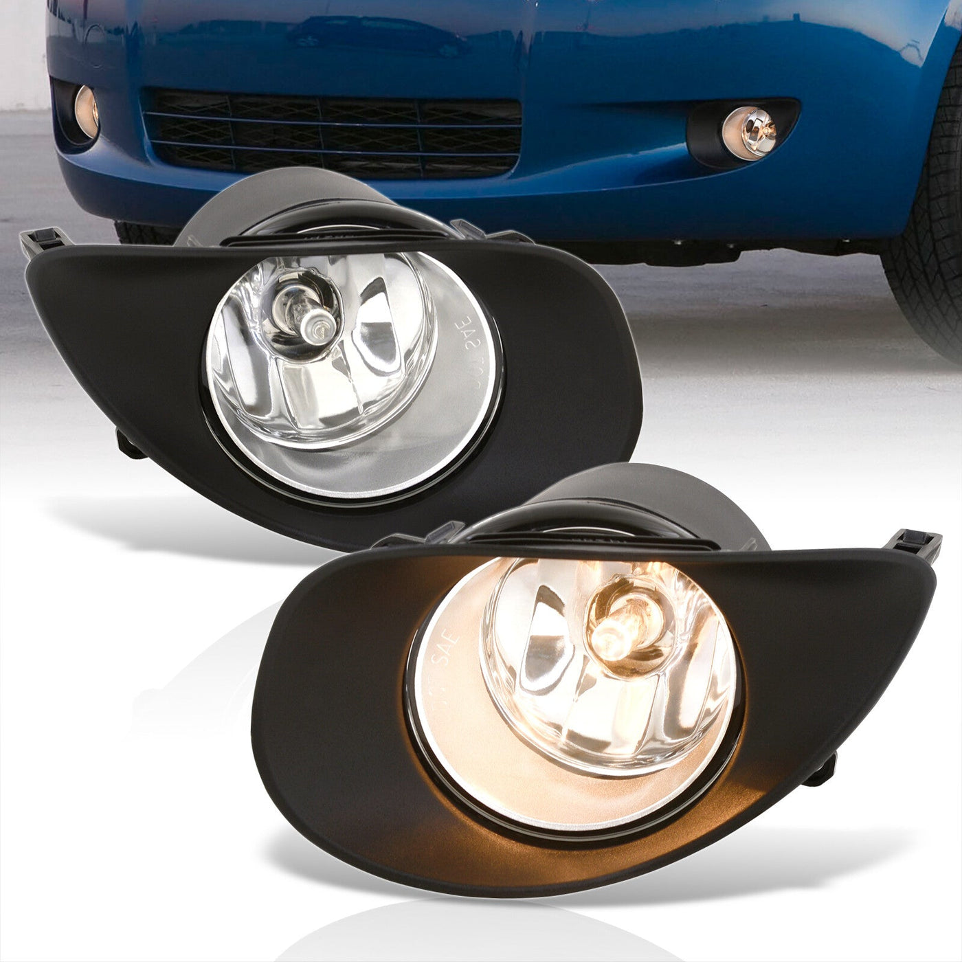 Toyota Yaris Hatchback 2006-2008 Front Fog Lights Clear Len (Includes Switch & Wiring Harness)