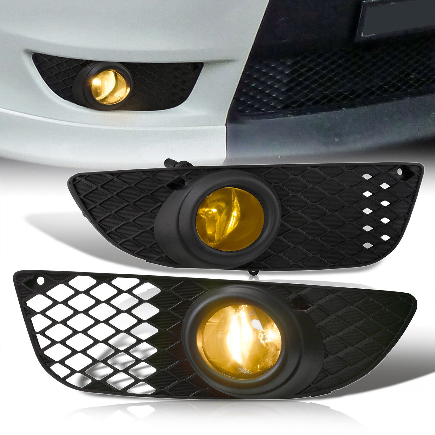 Mitsubishi Lancer 2008-2015 Front Fog Lights Yellow Len (Includes Switch & Wiring Harness)