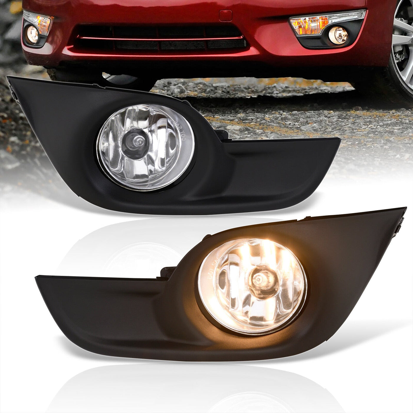 Nissan Altima 4DR 2013-2015 Front Fog Lights Clear Len (Includes Switch & Wiring Harness)