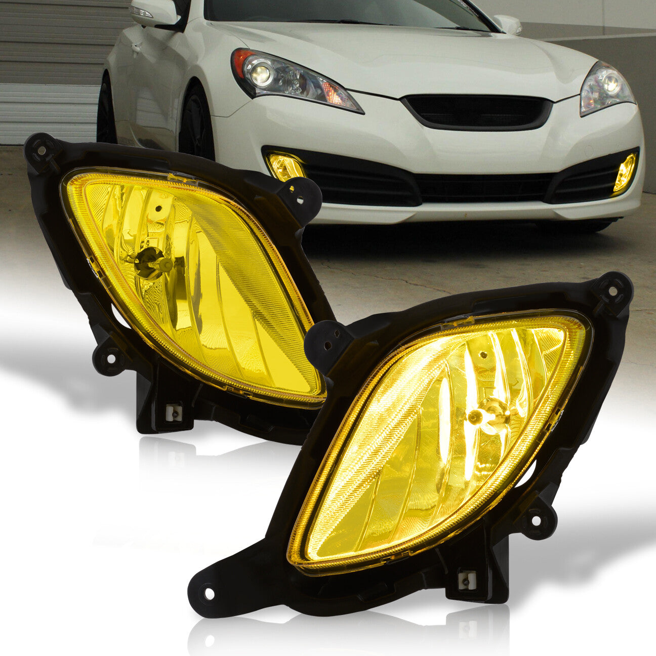 Hyundai Genesis Coupe 2010-2012 Front Fog Lights Yellow Len (Includes Switch & Wiring Harness)