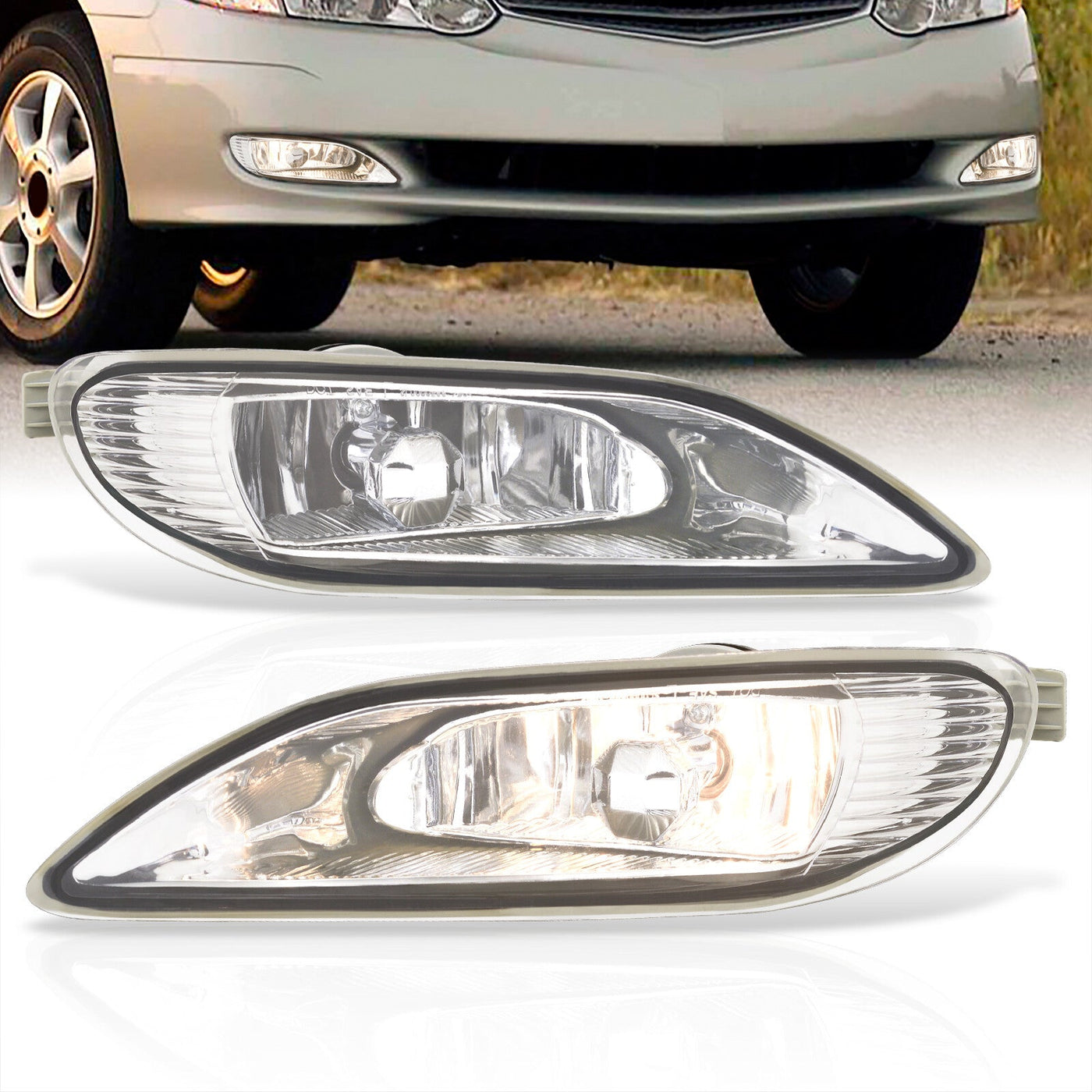 Toyota Camry 2002-2004 / Corolla 2005-2008 Front Fog Lights Clear Len (Includes Switch & Wiring Harness)