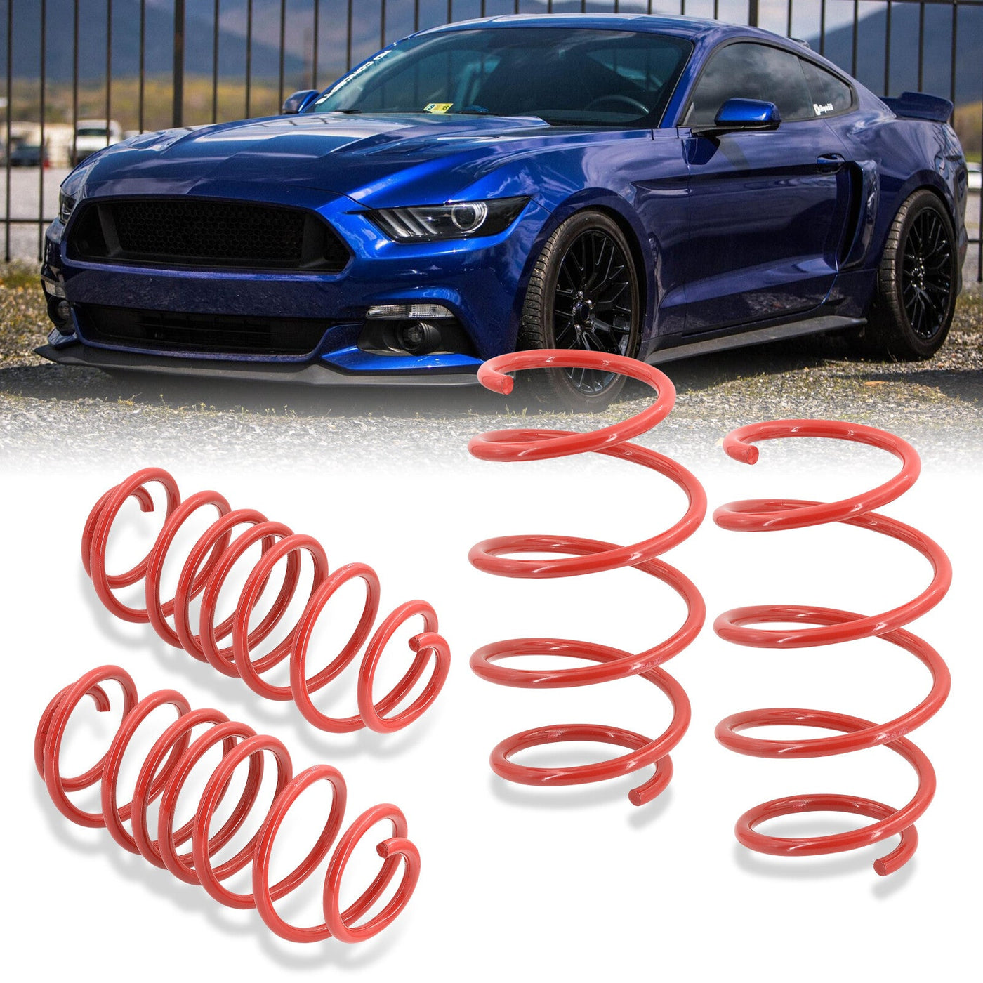 Ford Mustang 2015-2021 Lowering Springs Red (Front ~1.0" / Rear ~1.0")