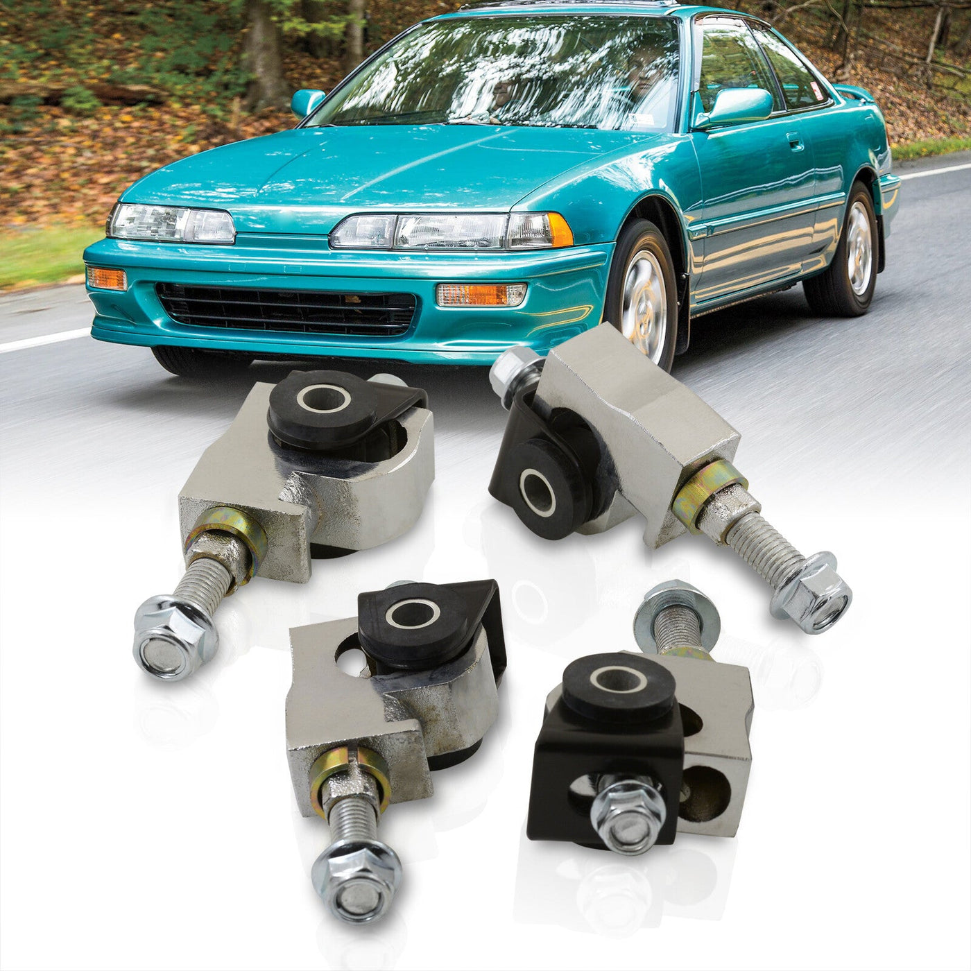 Acura Integra 1990-2001 / Honda Civic 1988-2000 / CRX 1988-1991 / Del Sol 1993-1997 Front Upper Control Arms Camber Kit Bushings Chrome