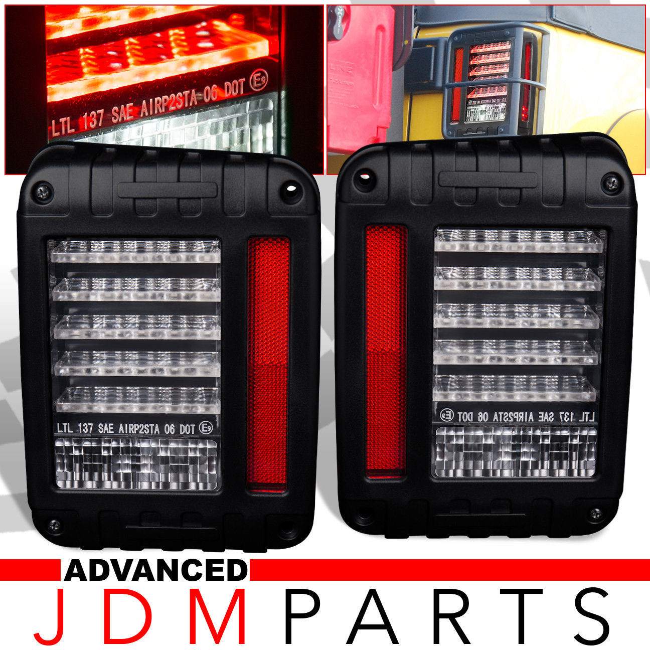 Jeep Wrangler JK 2007-2018 LED Tail Lights Black Housing Clear Len