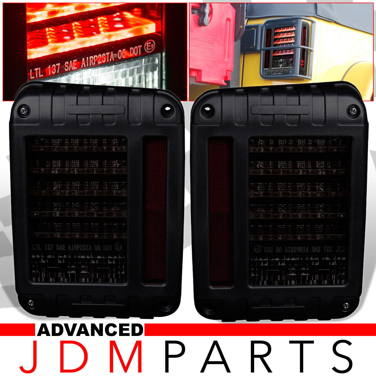 Jeep Wrangler JK 2007-2018 LED Tail Lights Chrome Housing Smoke Len