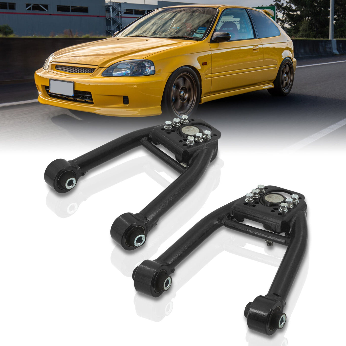 Honda Civic 1996-2000 Front Upper Tubular Control Arms Camber Kit Black