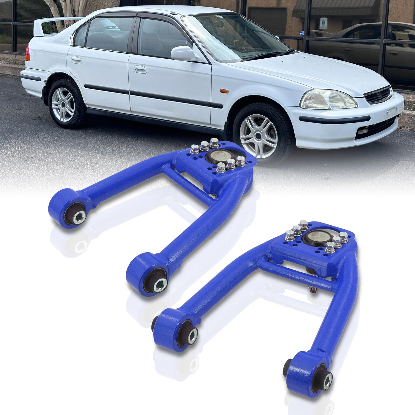 Honda Civic 1996-2000 Front Upper Tubular Control Arms Camber Kit Blue