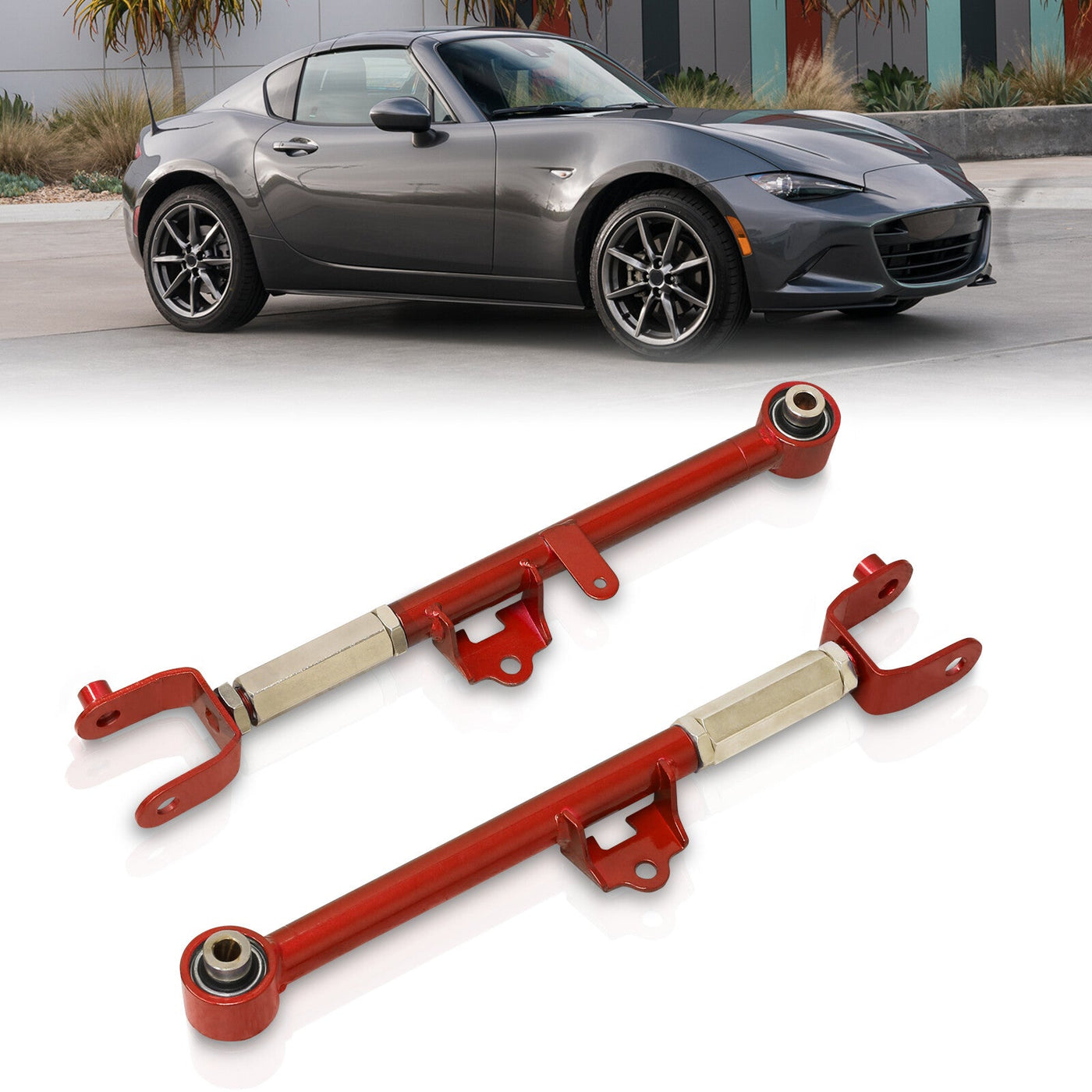 Mazda Miata MX-5 2016-2023 Rear Lower Adjustable Toe Control Arms Red