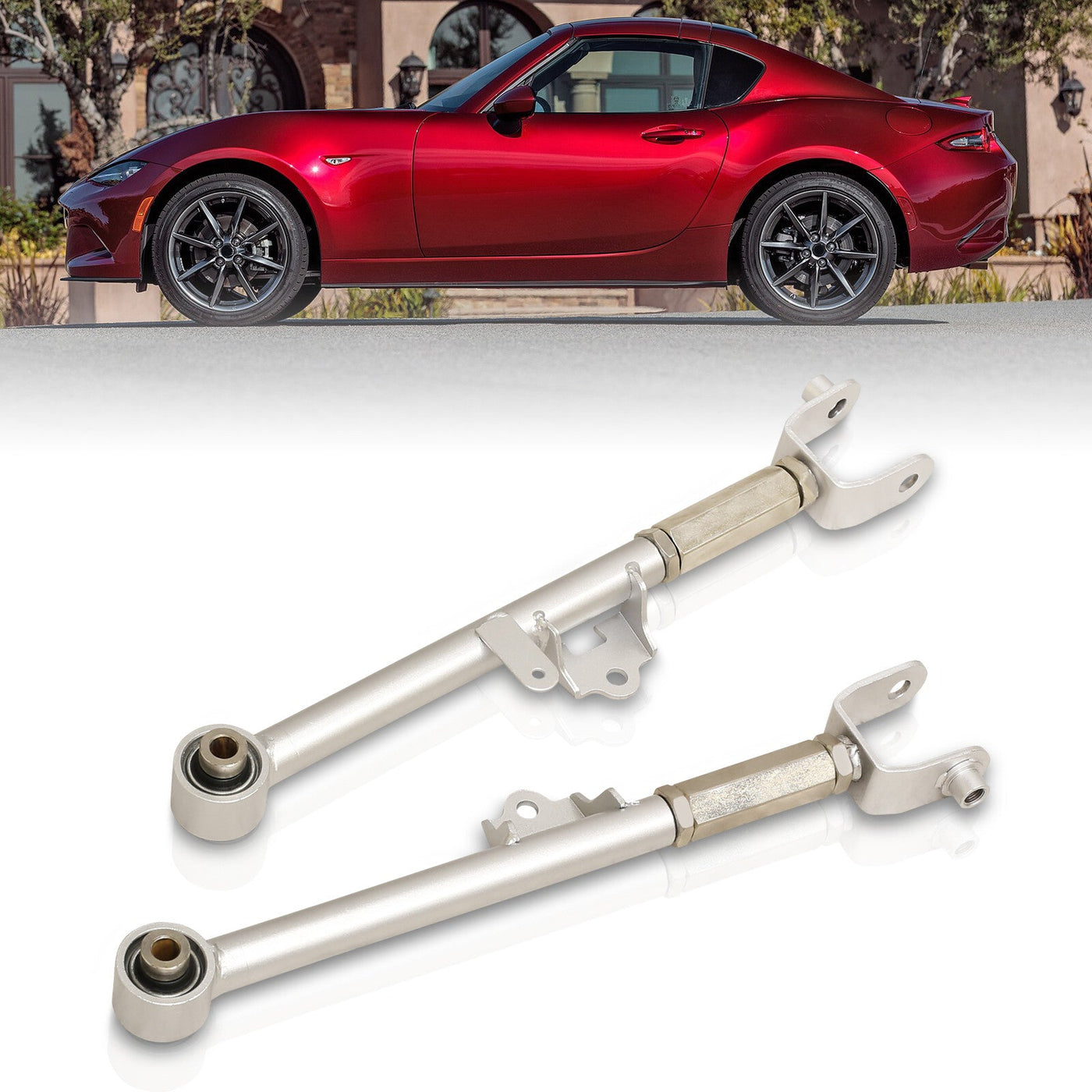 Mazda Miata MX-5 2016-2023 Rear Lower Adjustable Toe Control Arms Silver