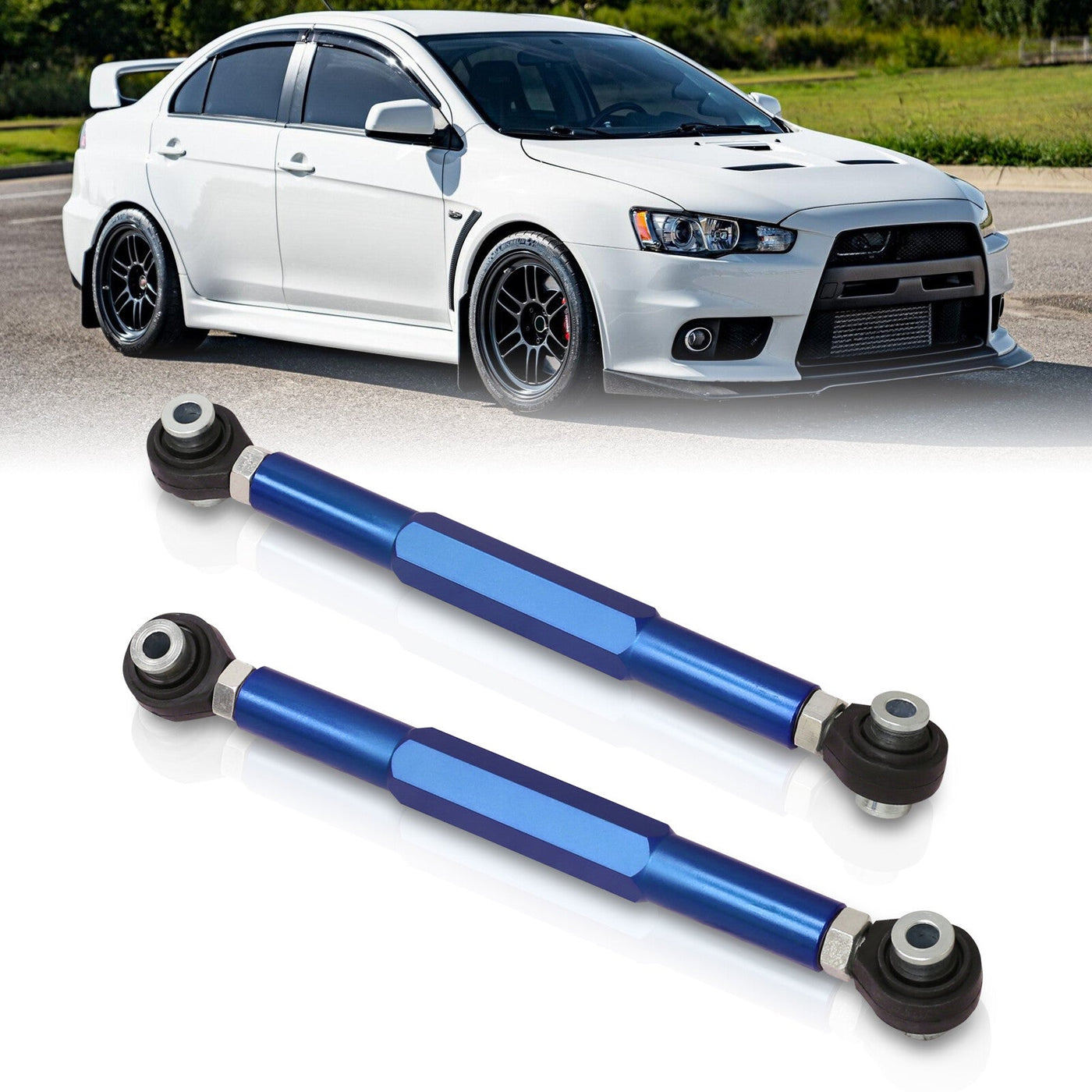 Mitsubishi Lancer EVO X 2008-2015 Rear Lower Adjustable Camber Kit Control Arms Blue