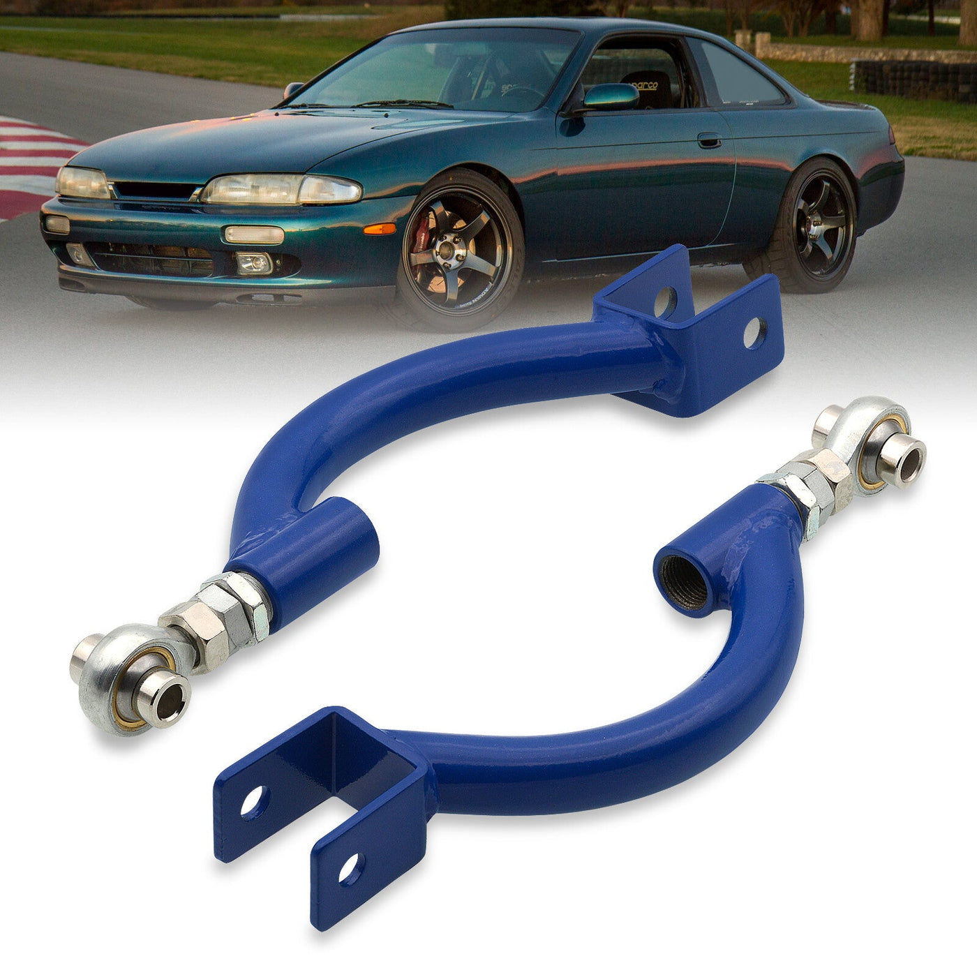 Nissan 240SX S14 1995-1998 Rear Upper Adjustable Camber Kit Control Arms Blue