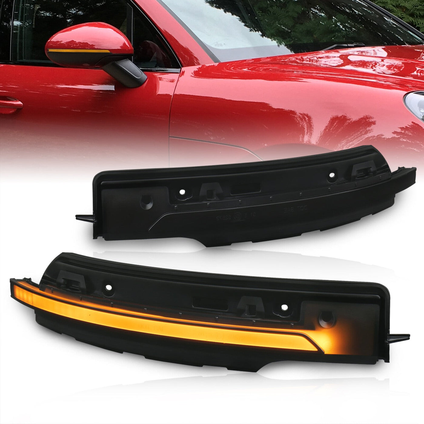 Porsche Macan 2015-2021 Front Amber Sequential LED Side Mirror Signal Marker Lights Smoke Len