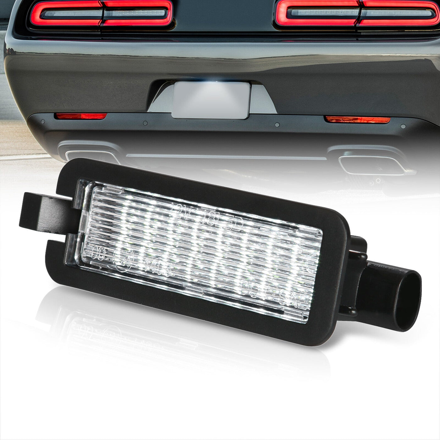 Dodge Charger 2015-2022 / Challenger 2015-2022 / Chrysler 300 2015-2022 White SMD LED License Plate Lights Clear Len