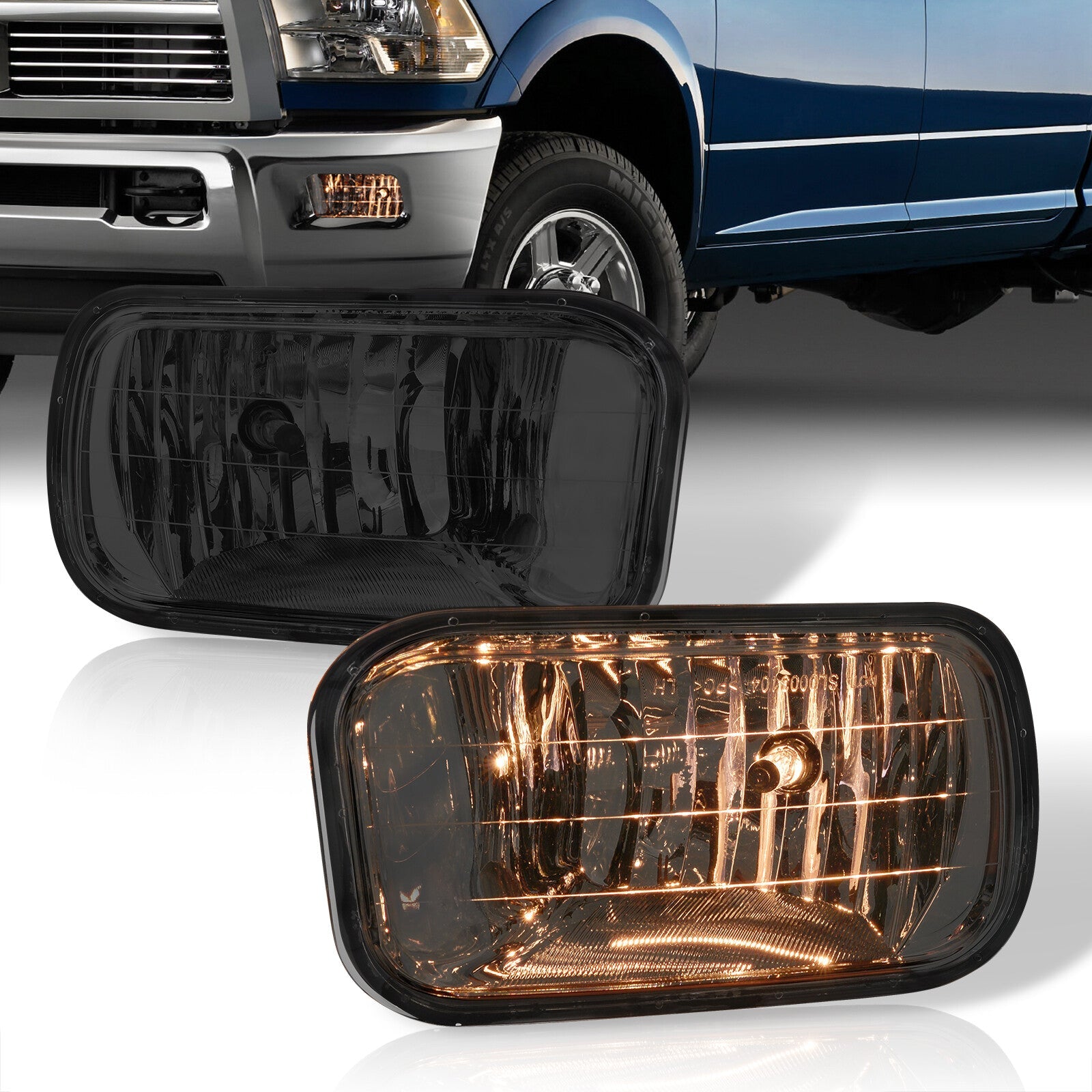 Dodge Ram 1500 2009-2012 / Ram 2500 3500 2010-2018 Front Fog Lights Smoked Len (No Switch & Wiring Harness)