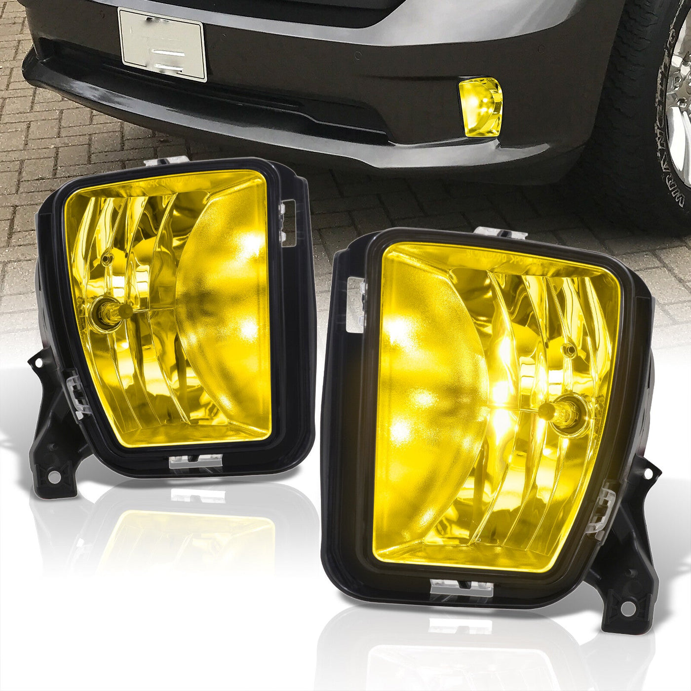 Dodge RAM 1500 2013-2018 Front Fog Lights Yellow Len (Includes Switch & Wiring Harness)