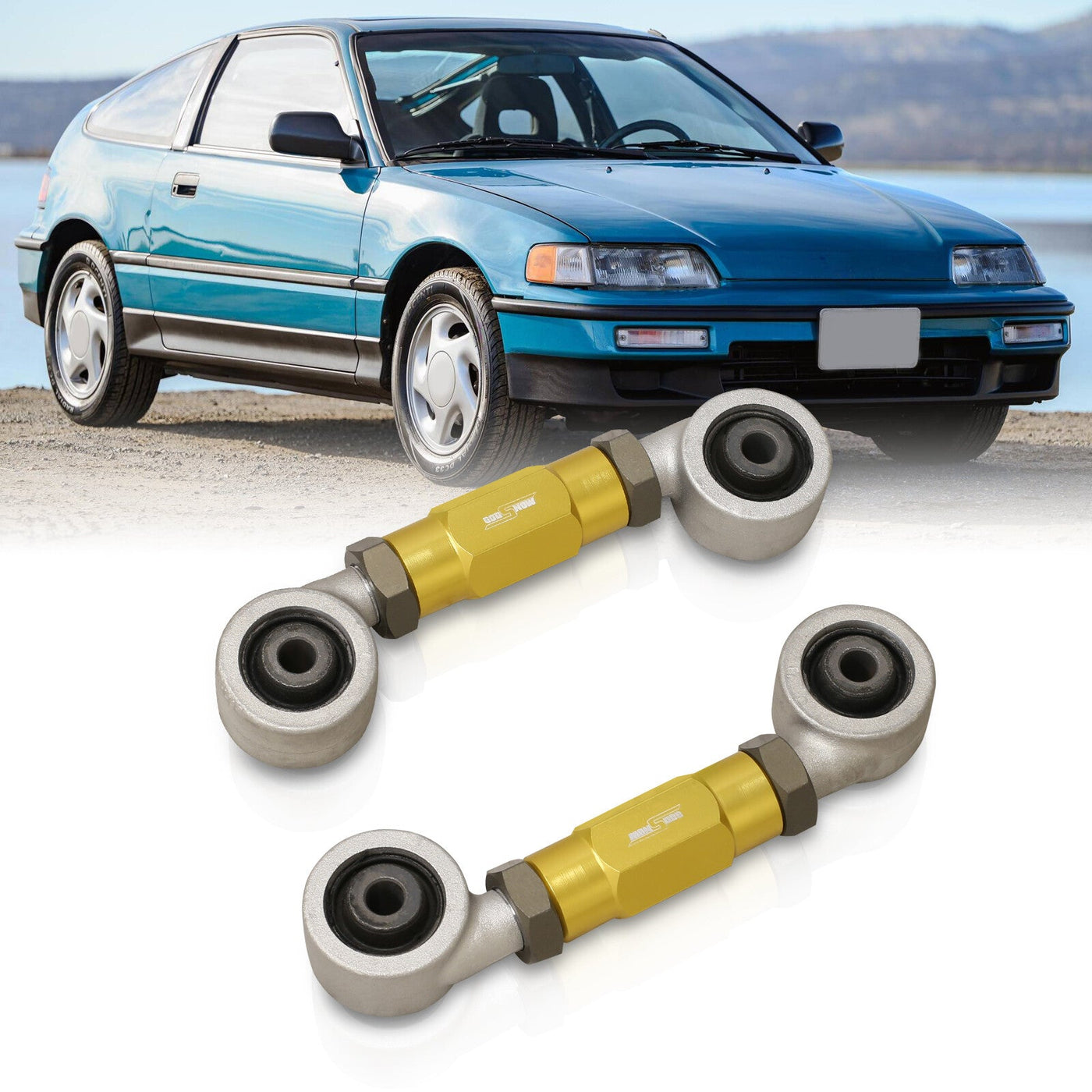 Acura Integra 1990-2001 / Honda Civic 1988-2000 / CRX 1988-1991 / Del Sol 1993-1997 Rear Control Toe Arms Kit Gold (Version 4)