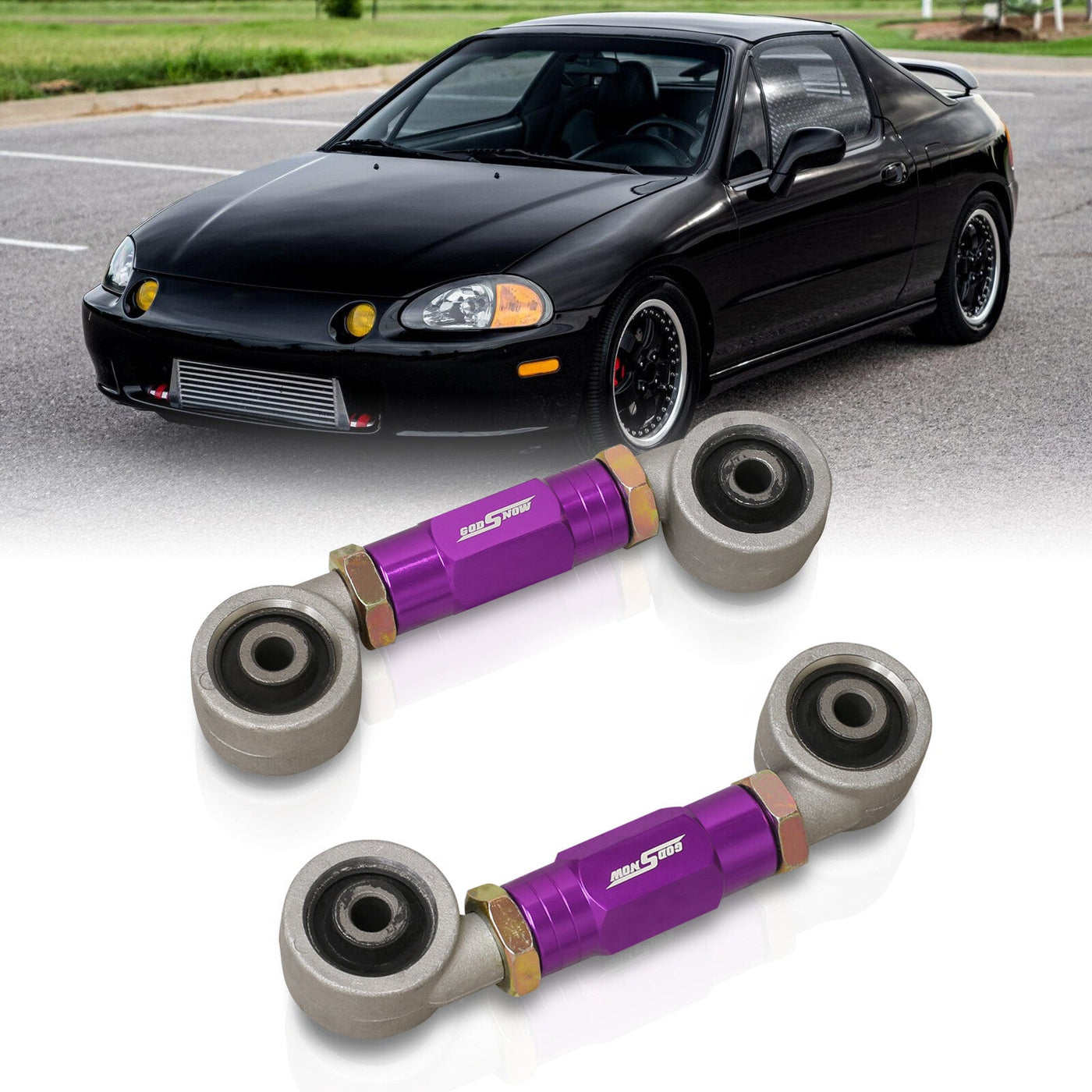 Acura Integra 1990-2001 / Honda Civic 1988-2000 / CRX 1988-1991 / Del Sol 1993-1997 Rear Control Toe Arms Kit Purple (Version 4)