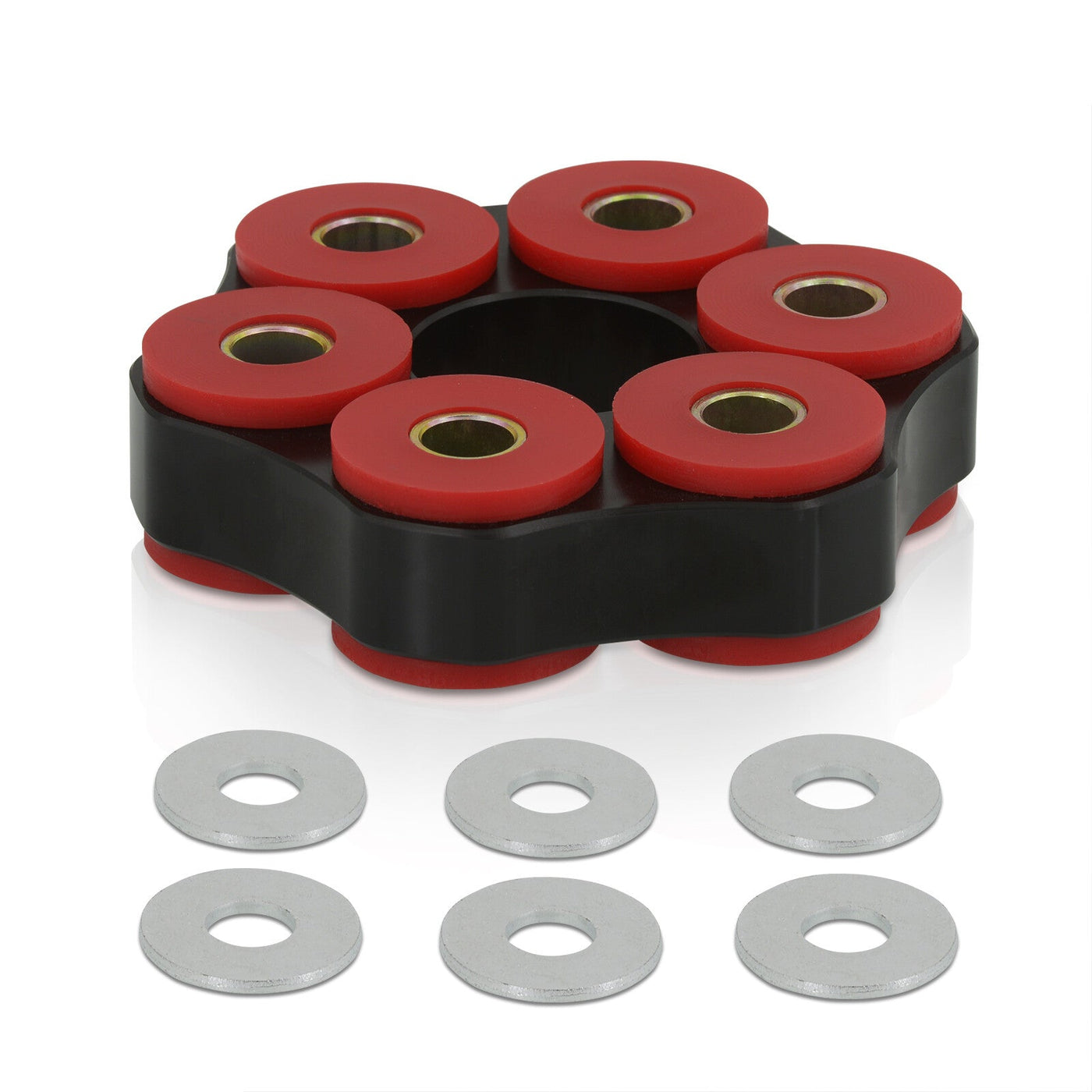 BMW 3 Series E30 E36 E46 Non-M Manual Transmission Drive Shaft Flex Disc Black with Red Polyurethane Bushing (LK=78mm/12mm)