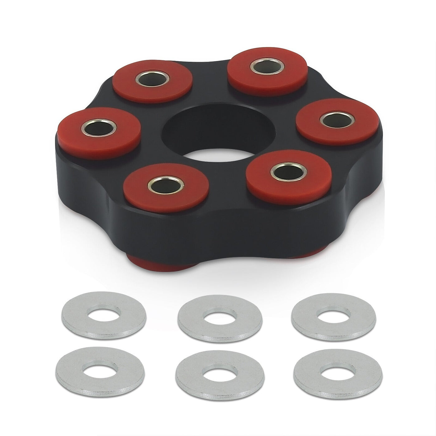 Toyota Supra / Lexus GS300 GS400 GS430 / SC300 SC400 (2JZGE / 1UZFE Non-Turbo) Drive Shaft Flex Disc Black with Red Polyurethane Bushing (LK=105mm/12mm)