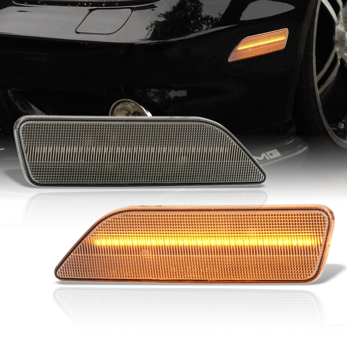 Mercedes Benz CLS500 CLS55 C219 2006-2006 / CLS550 CLS63 2007-2011 Front Amber LED Side Marker Lights Clear Len