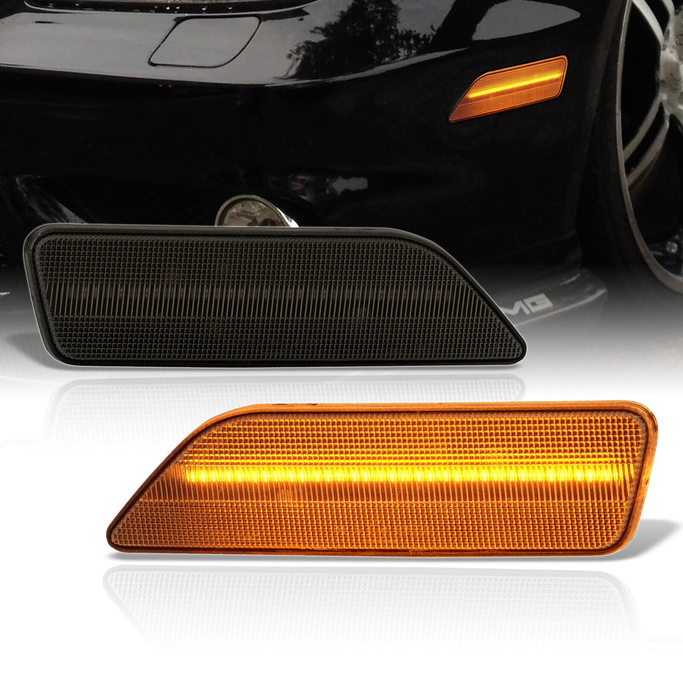 Mercedes Benz CLS500 CLS55 C219 2006-2006 / CLS550 CLS63 2007-2011 Front Amber LED Side Marker Lights Smoke Len