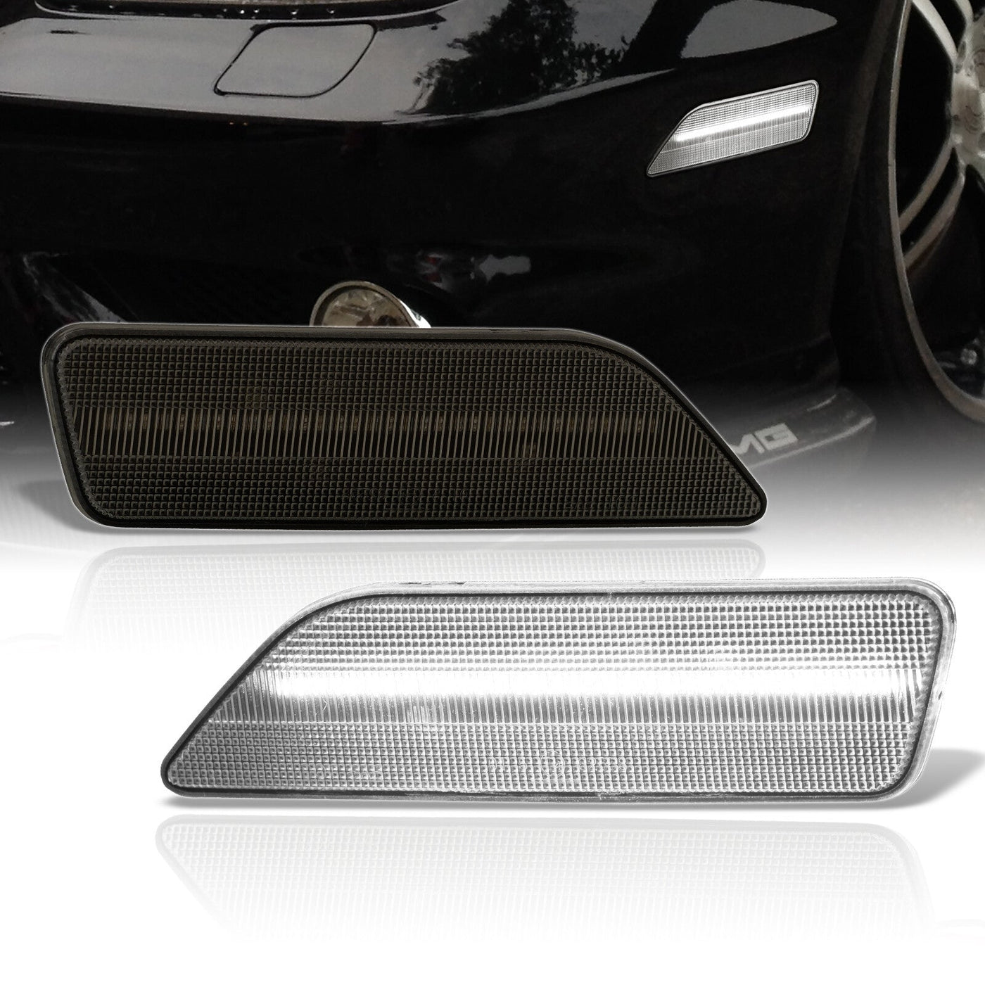 Mercedes Benz CLS500 CLS55 C219 2006-2006 / CLS550 CLS63 2007-2011 Front White LED Side Marker Lights Smoke Len