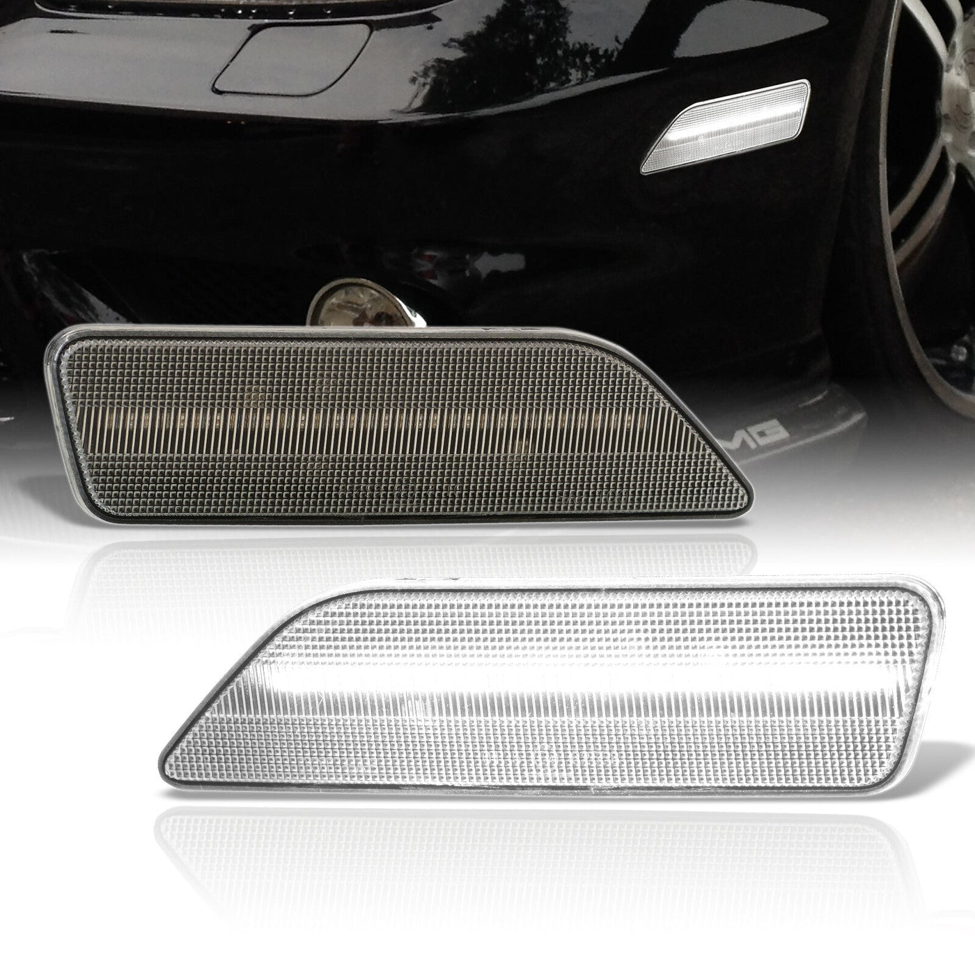 Mercedes Benz CLS500 CLS55 C219 2006-2006 / CLS550 CLS63 2007-2011 Front White LED Side Marker Lights Clear Len