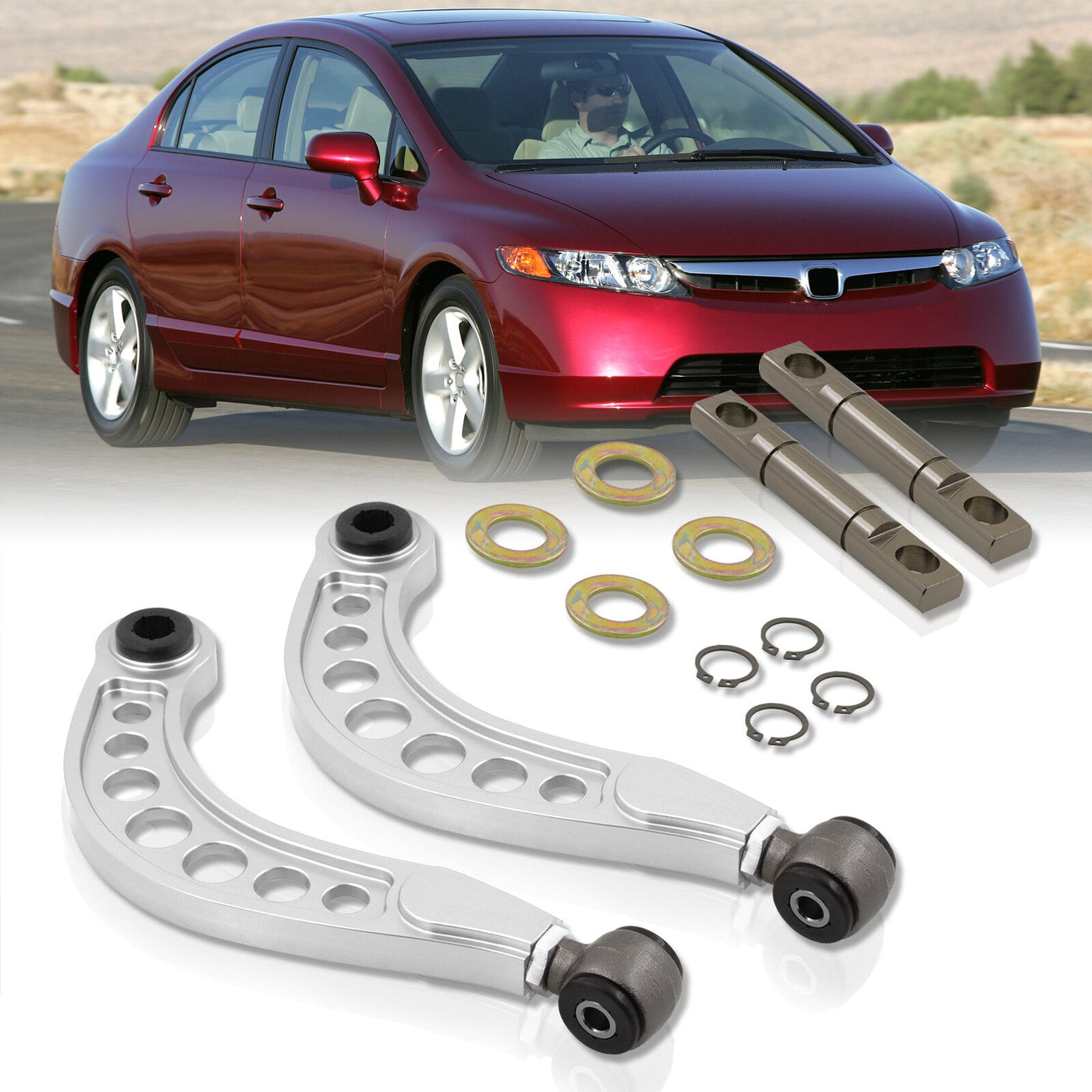 Honda Civic 2006-2015 Rear Control Arms Camber Kit Silver