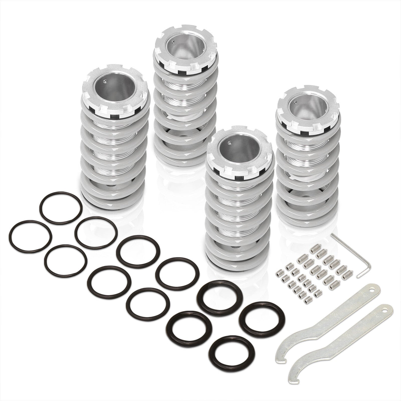 Acura Integra 1990-2001 / Honda Civic 1988-2000 / CRX 1988-1991 / Del Sol 1993-1997 Coilover Sleeves Kit Silver (Silver Sleeves)