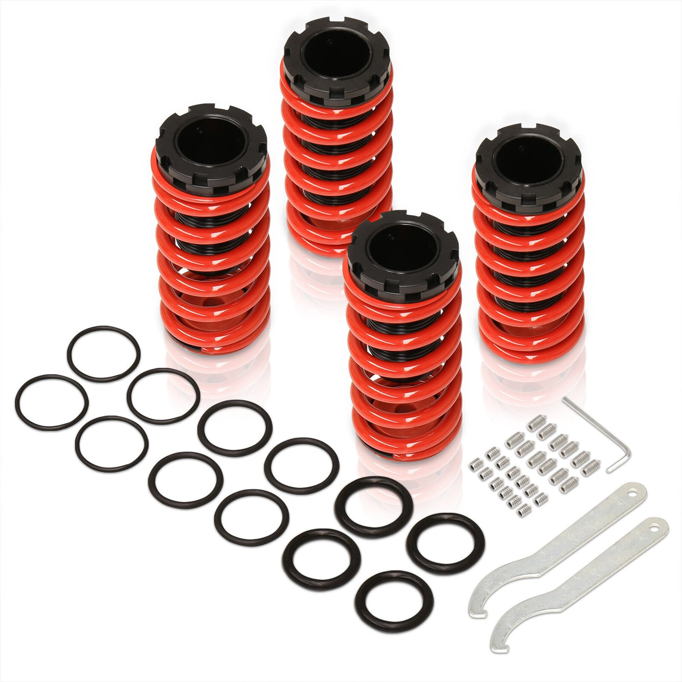 Acura Integra 1990-2001 / Honda Civic 1988-2000 / CRX 1988-1991 / Del Sol 1993-1997 Coilover Sleeves Kit Red (Black Sleeves)