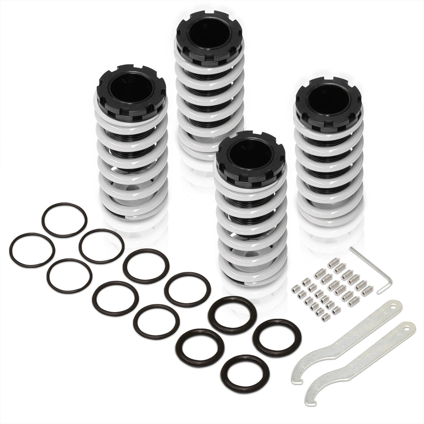 Acura Integra 1990-2001 / Honda Civic 1988-2000 / CRX 1988-1991 / Del Sol 1993-1997 Coilover Sleeves Kit Silver (Black Sleeves)